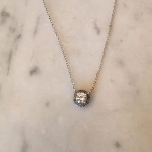 White Sapphire Pendant Necklace 18”